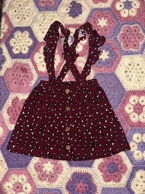 wonder nation Burgundy Printed Suspender Skirt